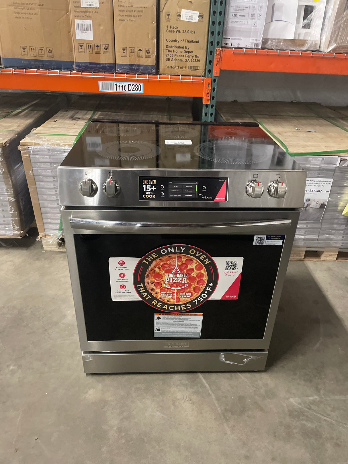 Gallery 30 in. 5-Burner Slide-In Electric Range in Smudge-Proof Stainless Steel with Stone-Baked Pizza