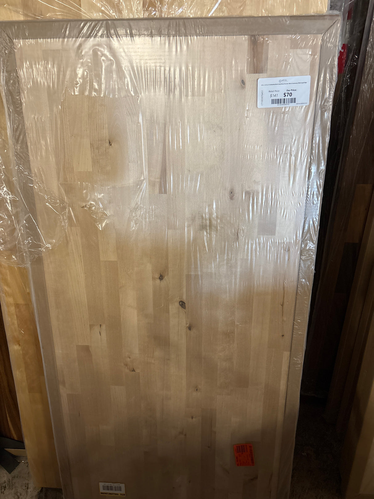 4 ft. L x 25 in. D Unfinished Birch Solid Wood Butcher Block Countertop With Eased Edge