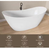 59 in. x 29.5 in. Free Standing Deep Soaking Double Slipper Alone Bath Tub Oval Acrylic Freestanding Bathtubs in White (Cracked)