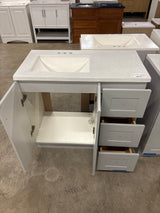 Bannister 36.5 in. W x 18.75 in. D Bath Vanity in pearl gray with Cultured Marble Top in Colorpoint White with White Sink