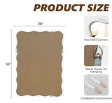 20 in. W x 30 in. H Rectangle White Wood Framed Wavy Wall Mirror