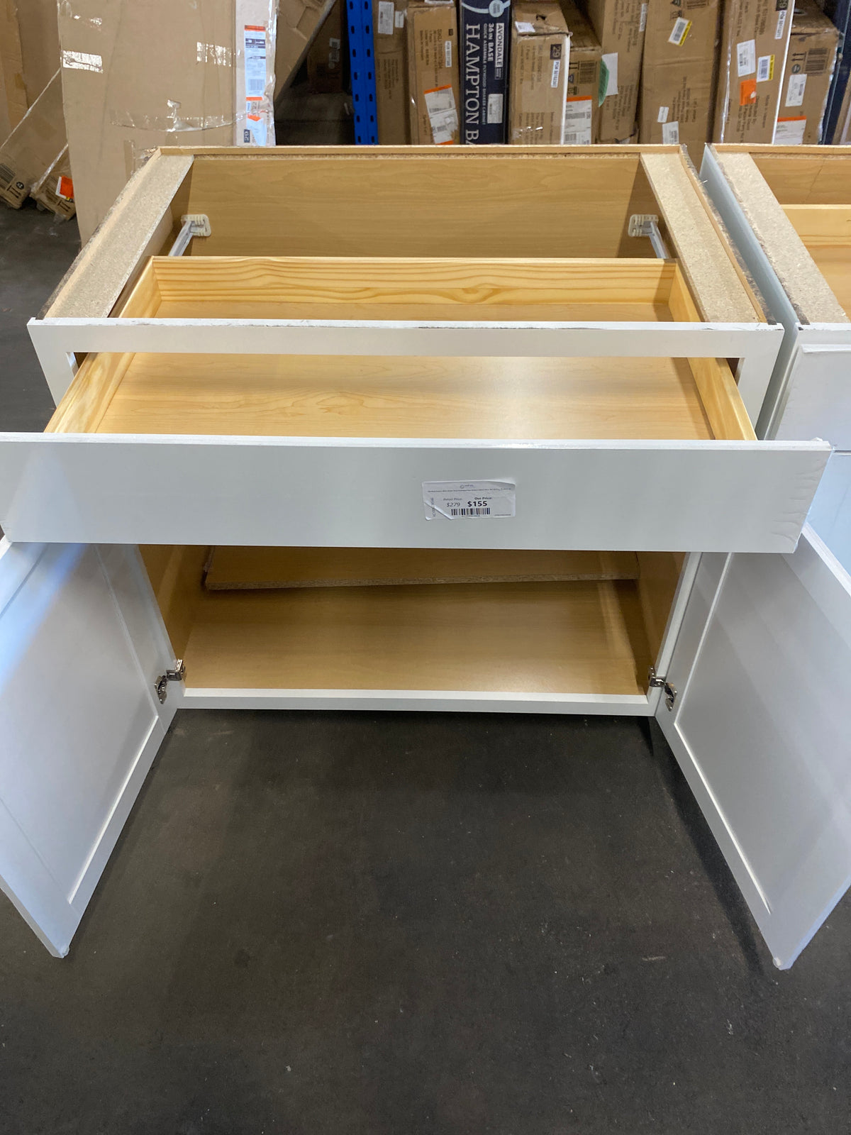 Westfield Feather White Shaker Stock Assembled Base Kitchen Cabinet (36 in. W x 23.75 in. D x 35 in. H)