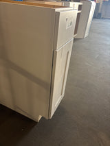 Shaker Satin White Stock Assembled Base Kitchen Cabinet with Ball-Bearing Drawer Glides (12 in. x 34.5 in. x 24 in.)