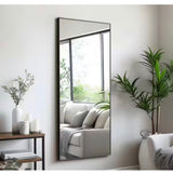 22 in. W x 47 in. H Rectangular Metal Framed Bathroom Wall Mirror in Black