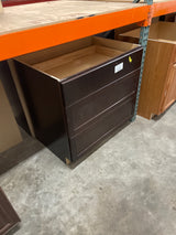 Shaker 36 in. W x 24 in. D x 34.5 in. H Assembled 3 Drawer Base Cabinet in Java