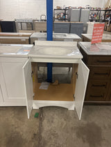 Everdean 25 in. W x 19 in. D x 34 in. H Single Sink Freestanding Bath Vanity in White with White Cultured Marble Top