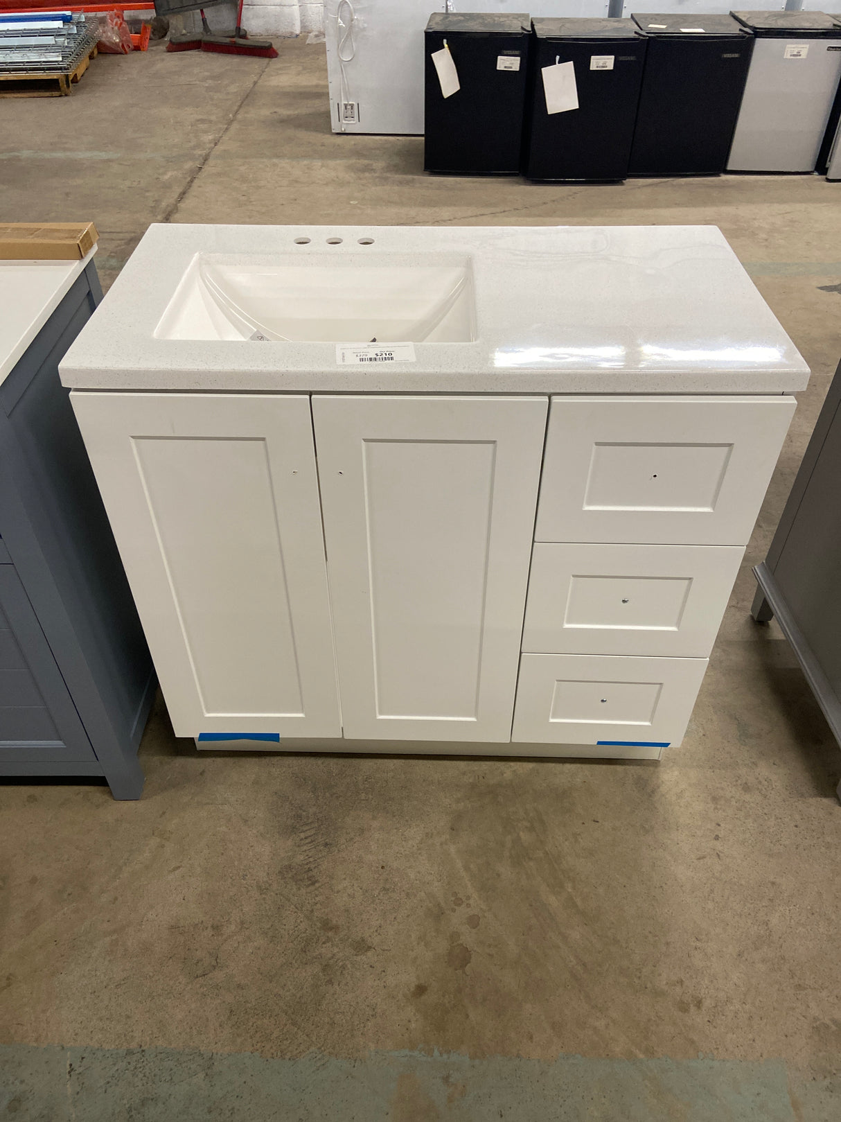Bannister 37 in. W x 19 in. D x 35 in. H Single Sink Freestanding Bath Vanity in White with White Cultured Marble Top