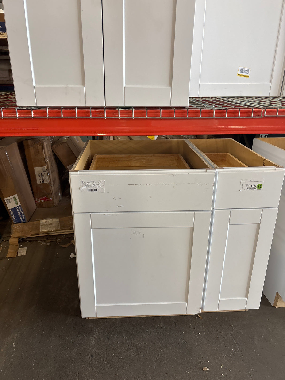 Shaker Satin White Stock Assembled Base Kitchen Cabinet with Ball-Bearing Drawer Glides (24 in. x 34.5 in. x 24 in.)