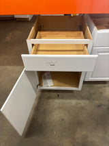 Hampton 24 in. W x 24 in. D x 34.5 in. H Assembled Base Kitchen Cabinet in Satin White with Drawer Glides