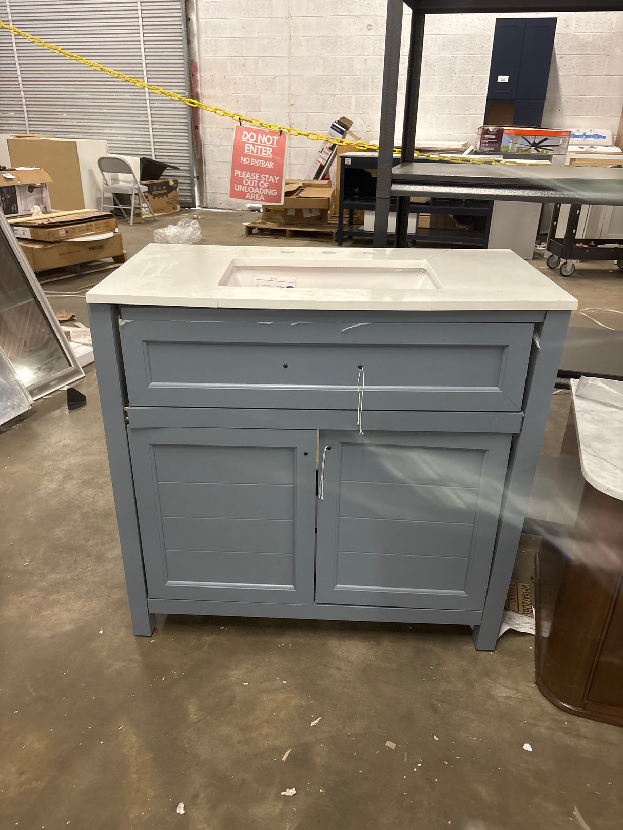 Hanna 36 in. W x 19 in. D x 34.5 in. H Single Sink Bath Vanity in Spruce Blue with White Engineered Stone Top