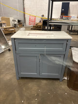 Hanna 36 in. W x 19 in. D x 34.5 in. H Single Sink Bath Vanity in Spruce Blue with White Engineered Stone Top