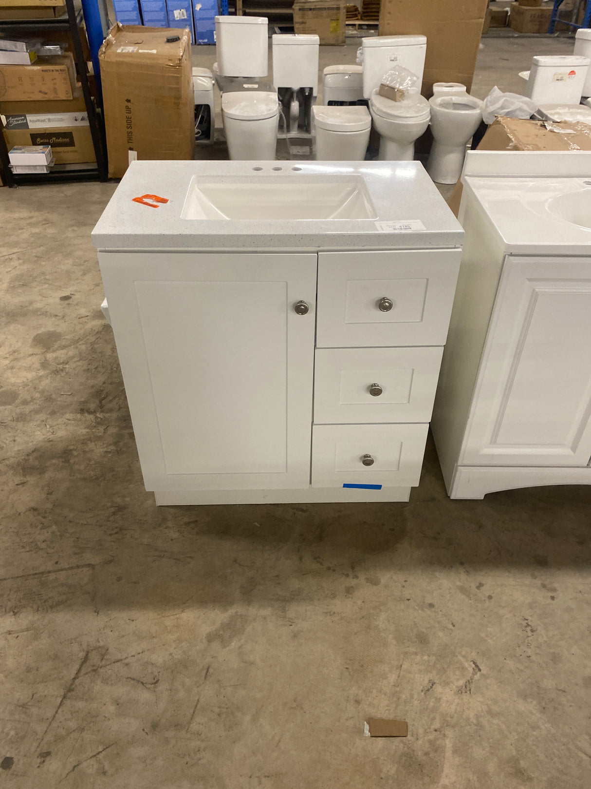 Bannister 31 in. W x 19 in. D x 35 in. H Single Sink Freestanding Bath Vanity in White with White Cultured Marble Top
