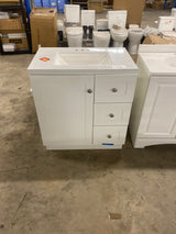 Bannister 31 in. W x 19 in. D x 35 in. H Single Sink Freestanding Bath Vanity in White with White Cultured Marble Top