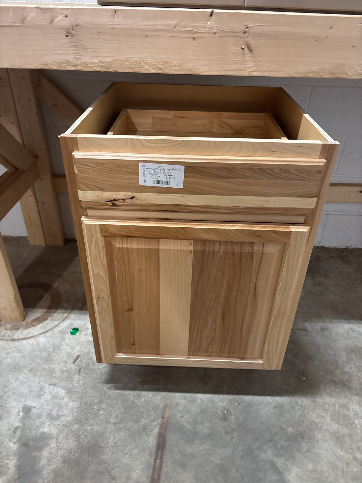 Hampton 24 in. W x 24 in. D x 34.5 in. H Assembled Base Kitchen Cabinet in Natural Hickory with Ball-Bearing Glides