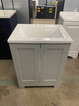 24 in. W x 19 in. D x 33 in. H Single Sink Freestanding Bath Vanity in Pearl Gray with White Cultured Marble Top