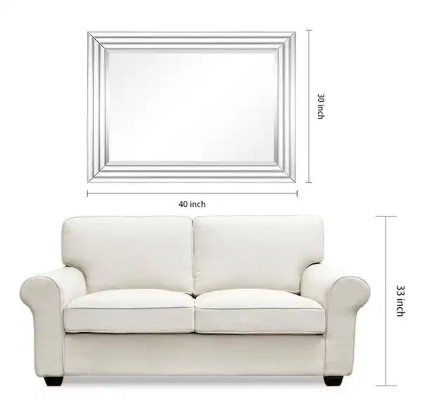 Medium Rectangle Clear Beveled Glass Modern Mirror (30 in. H x 40 in. W)