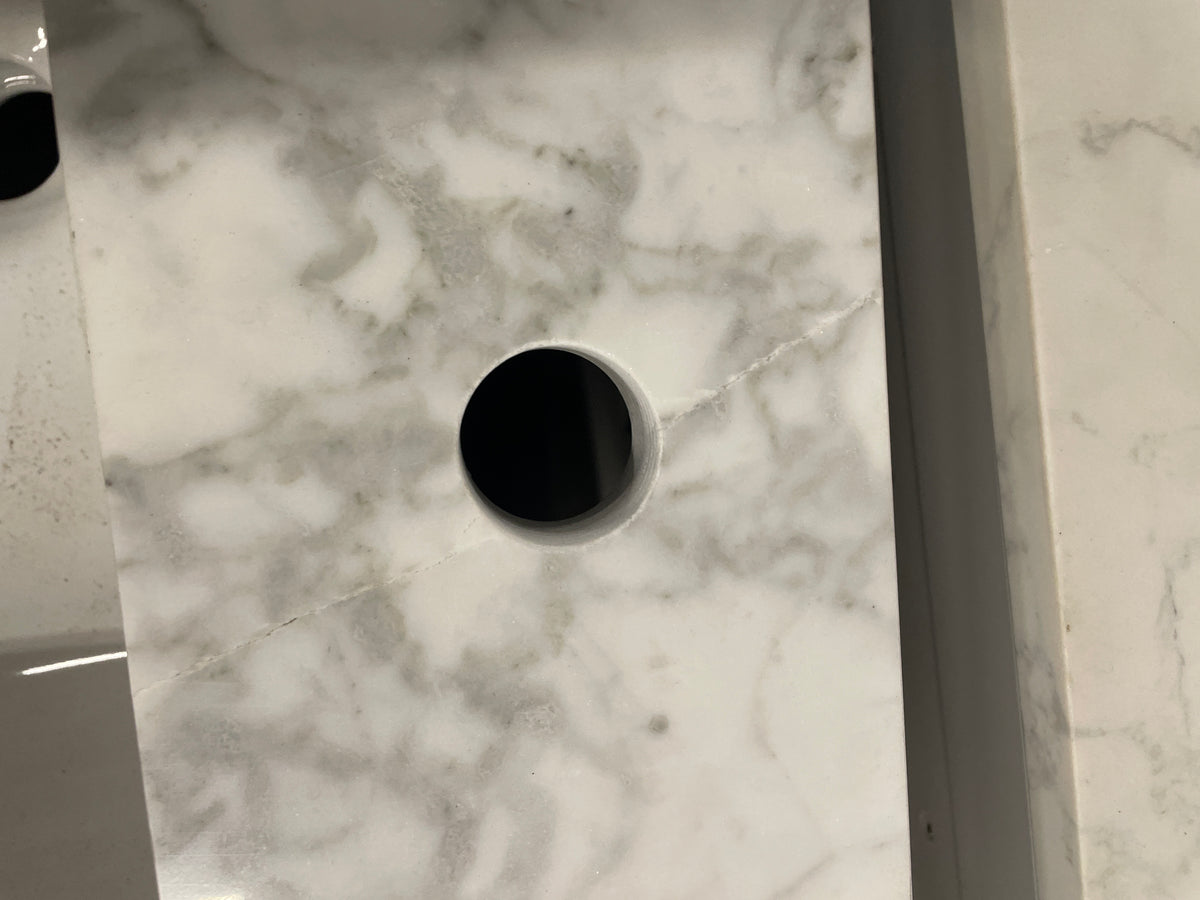 Aberdeen 30 in. W x 22 in. D x 34 in. H Single Sink Bath Vanity in Black with Carrara Marble Top (cracked)