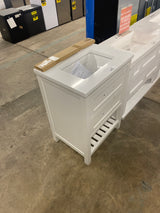 Autumn 24 in. W x 19 in. D x 34 in. H Single Sink Bath Vanity in White with White Engineered Stone Top