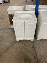 Everdean 25 in. W x 19 in. D x 34 in. H Single Sink Freestanding Bath Vanity in White with White Cultured Marble Top