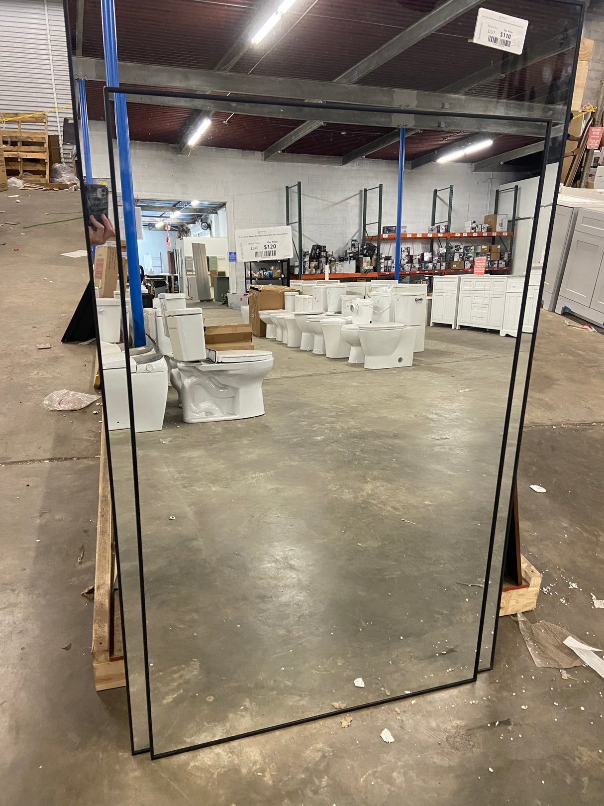 51 in. x 31 in. Modern Rectangle Framed Black Floor Leaning Mirror