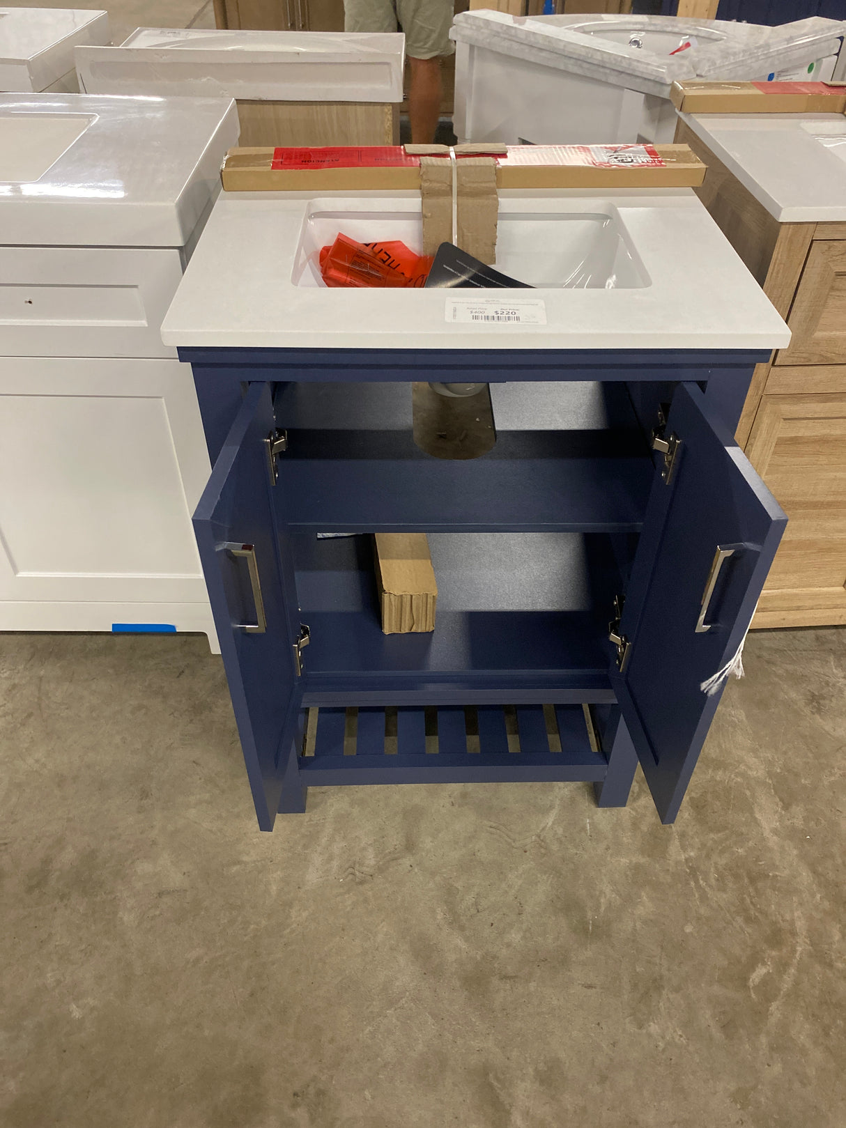 Tupelo 24 in. W x 19 in. D x 34 in. H Single Sink Bath Vanity in Midnight Blue with White Engineered Stone Top