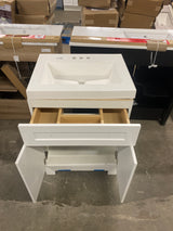 Everdean 25 in. W x 19 in. D x 34 in. H Single Sink Freestanding Bath Vanity in White with White Cultured Marble Top