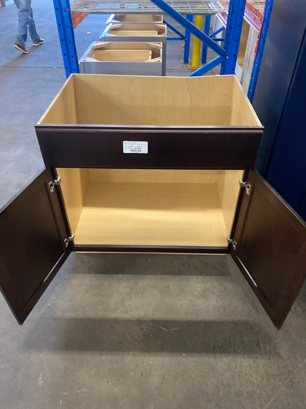 Shaker Java Stock Assembled Sink Base Kitchen Cabinet (36 in. x 34.5 in. x 24 in.)