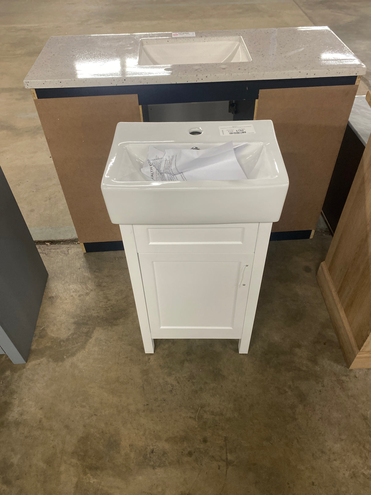 Arvesen 18 in. W x 12 in. D Vanity in White with Ceramic Vanity Top in White with White Sink
