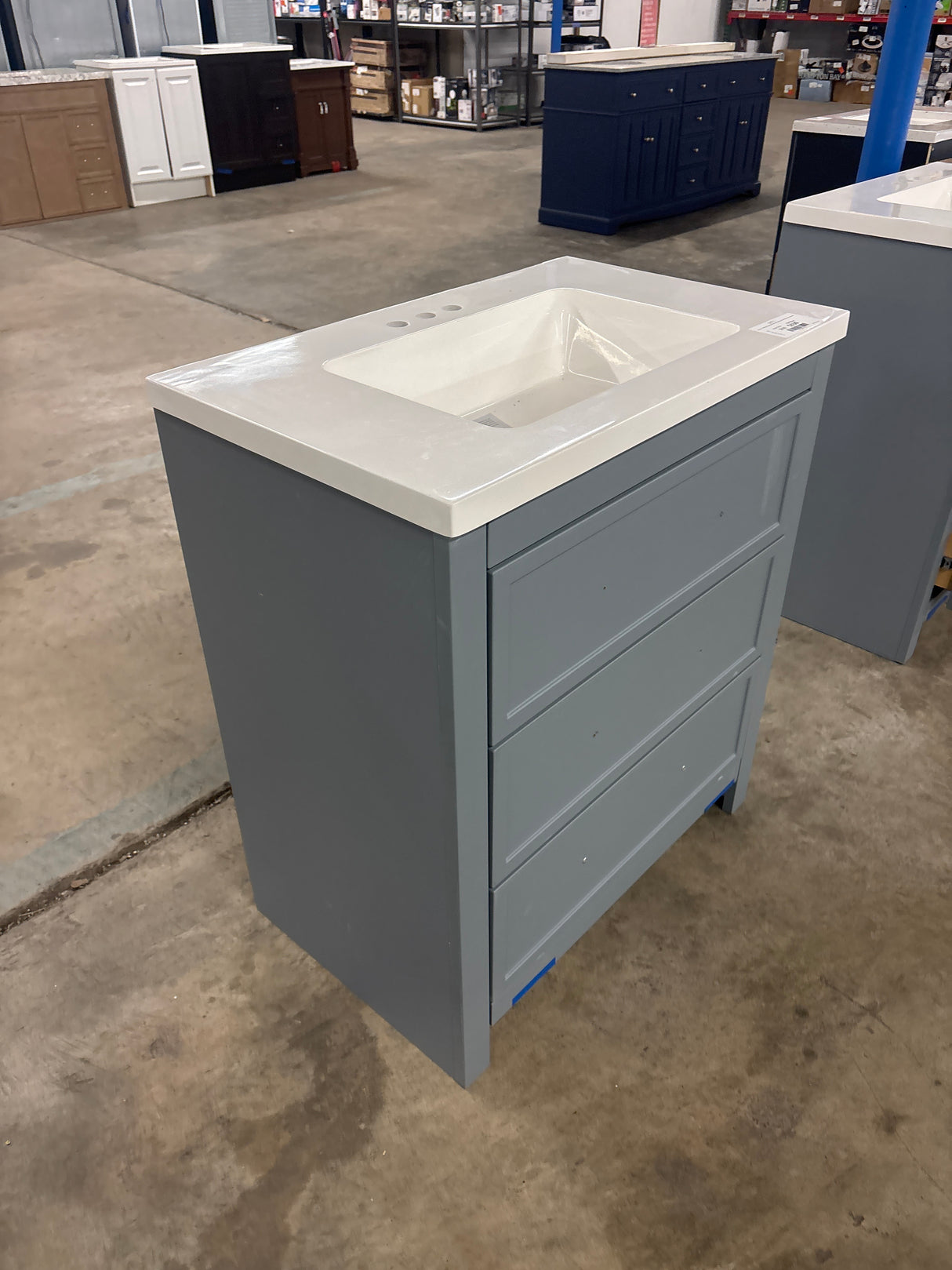 Hailey 31 in. Single Sink Laguna Blue Bath Vanity with White Cultured Marble Top (Assembled)