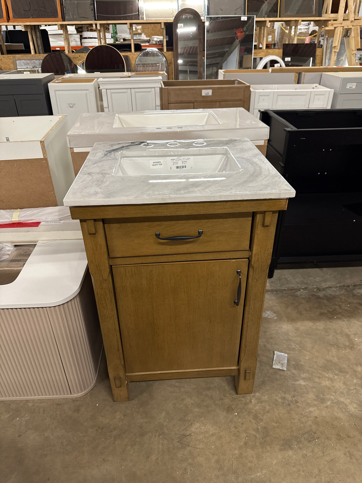 Bellington 24 in. W x 35 in. H x 22 in. D Bathroom Vanity in Almond Latte with Epoxied Marble Top