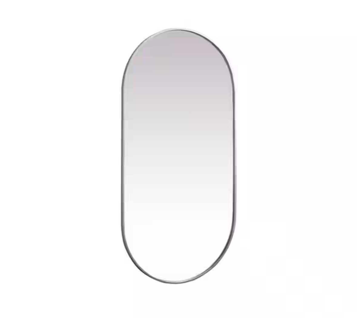 Timeless Home 30 in. W x 60 in. H x Modern Metal Framed Oval Silver Mirror