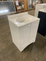 Everdean 25 in. W x 19 in. D x 34 in. H Single Sink Freestanding Bath Vanity in White with White Cultured Marble Top