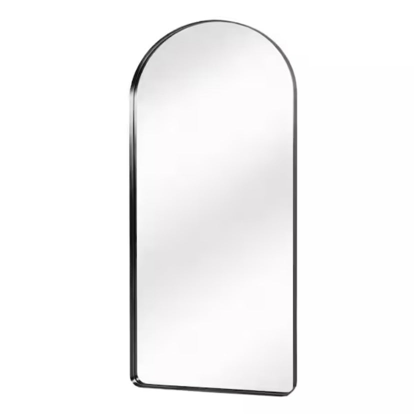Morden Black 30 in. W x 71 in. H Arched Aluminum Alloy Frame Full Length Standing Mirror