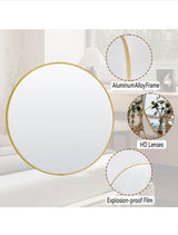 30 in. W x 30 in. H Round Aluminum Alloy Framed Gold Wall Mirror