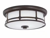 Portland Court 14 in. 1-Light Oil Rubbed Bronze with Gold Highlights LED Flush Mount Ceiling Light