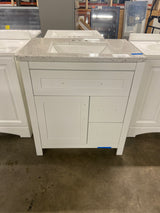 Clady 36.5 in. W x 18.75 in. D Bath Vanity in Deep Blue with Cultured Marble Vanity Top in Silver Ash with White Sink