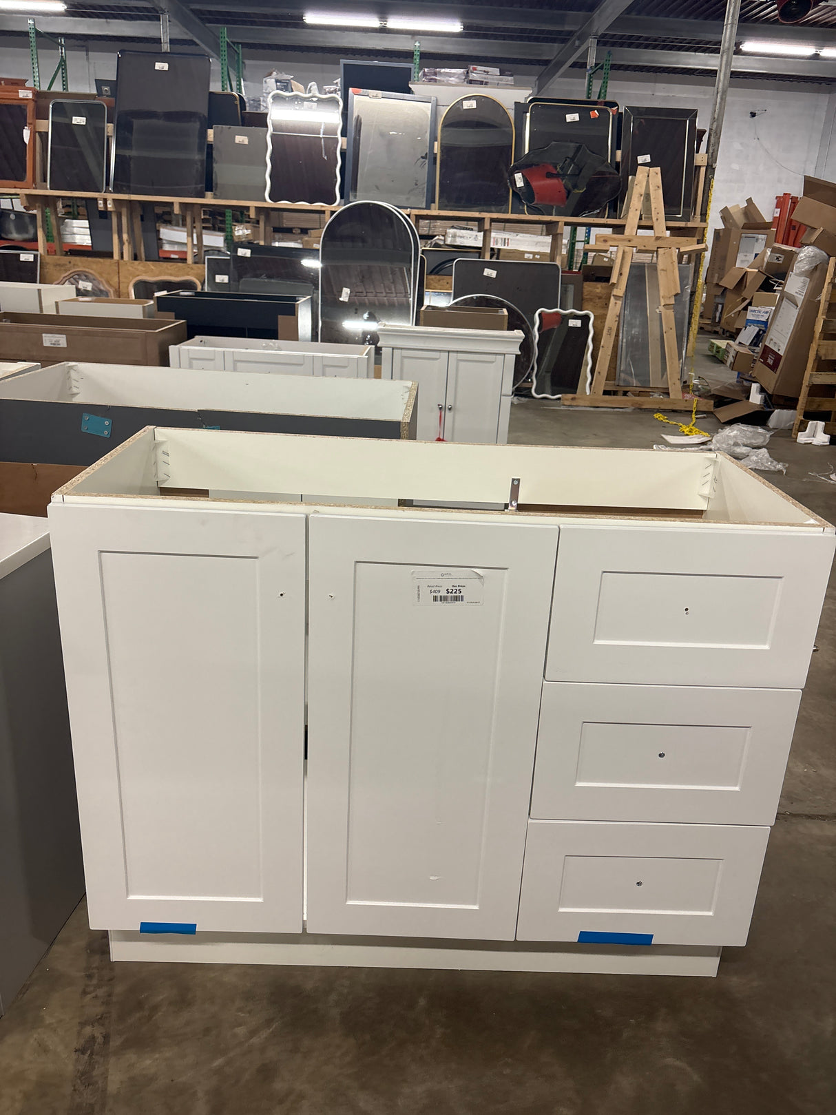 Bannister 43 in. W x 19 in. D x 35 in. H Single Sink Freestanding Bath Vanity in White with White Cultured Marble Top