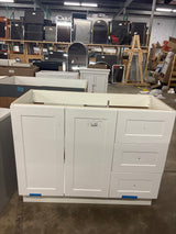 Bannister 43 in. W x 19 in. D x 35 in. H Single Sink Freestanding Bath Vanity in White with White Cultured Marble Top