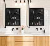 2-Piece 24 in. W x 36 in. H Arched Recessed/Surface Mount Medicine Cabinet with Mirror in Black