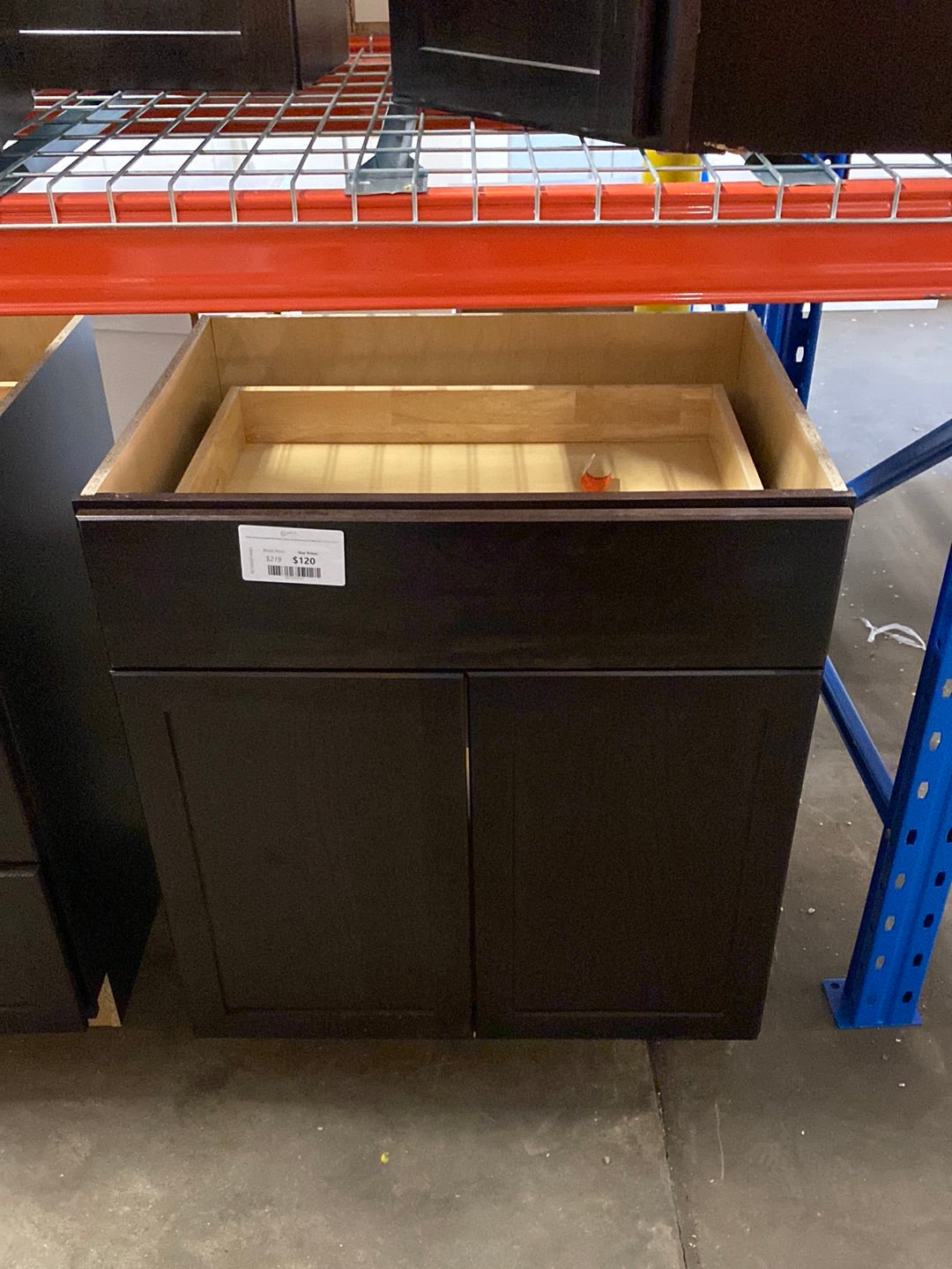 Shaker Java Stock Assembled Base Kitchen Cabinet with Ball-Bearing Drawer Glides (30 in. x 34.5 in. x 24 in.)