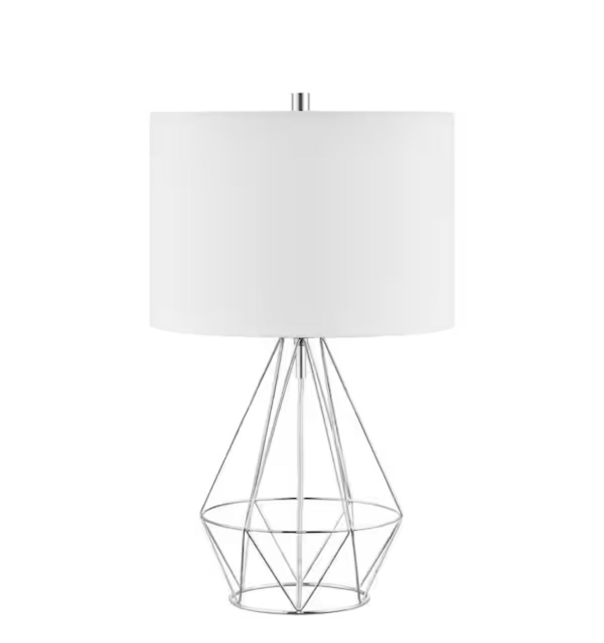 Winfield 23 in. 1-Light Chrome Indoor Geometric Metal Table Lamp with Fabric Lamp Shade