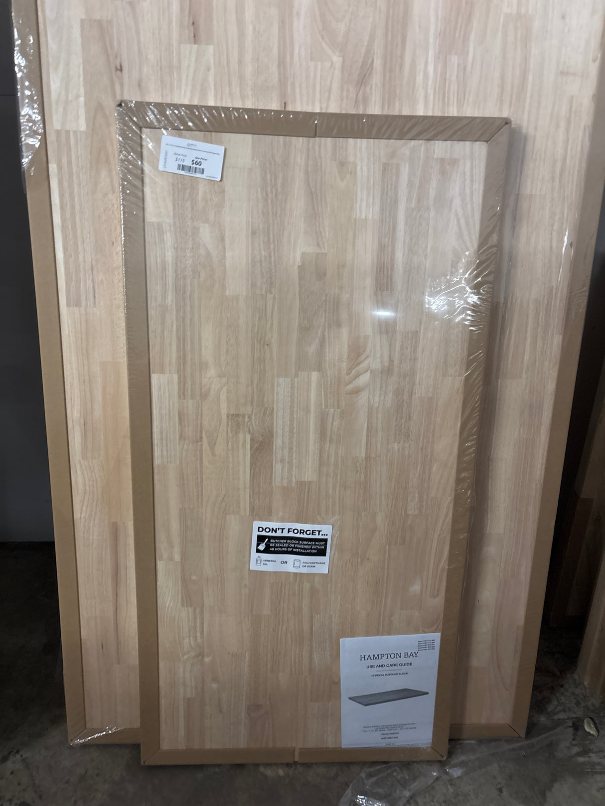 4 ft. L x 25 in. D Unfinished Hevea Solid Wood Butcher Block Countertop With Square Edge