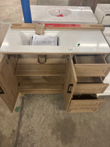 Sinita 42 in. W x 19 in. D 34 in. H Single Sink Bath Vanity in Natural Oak with White Engineered Stone Top