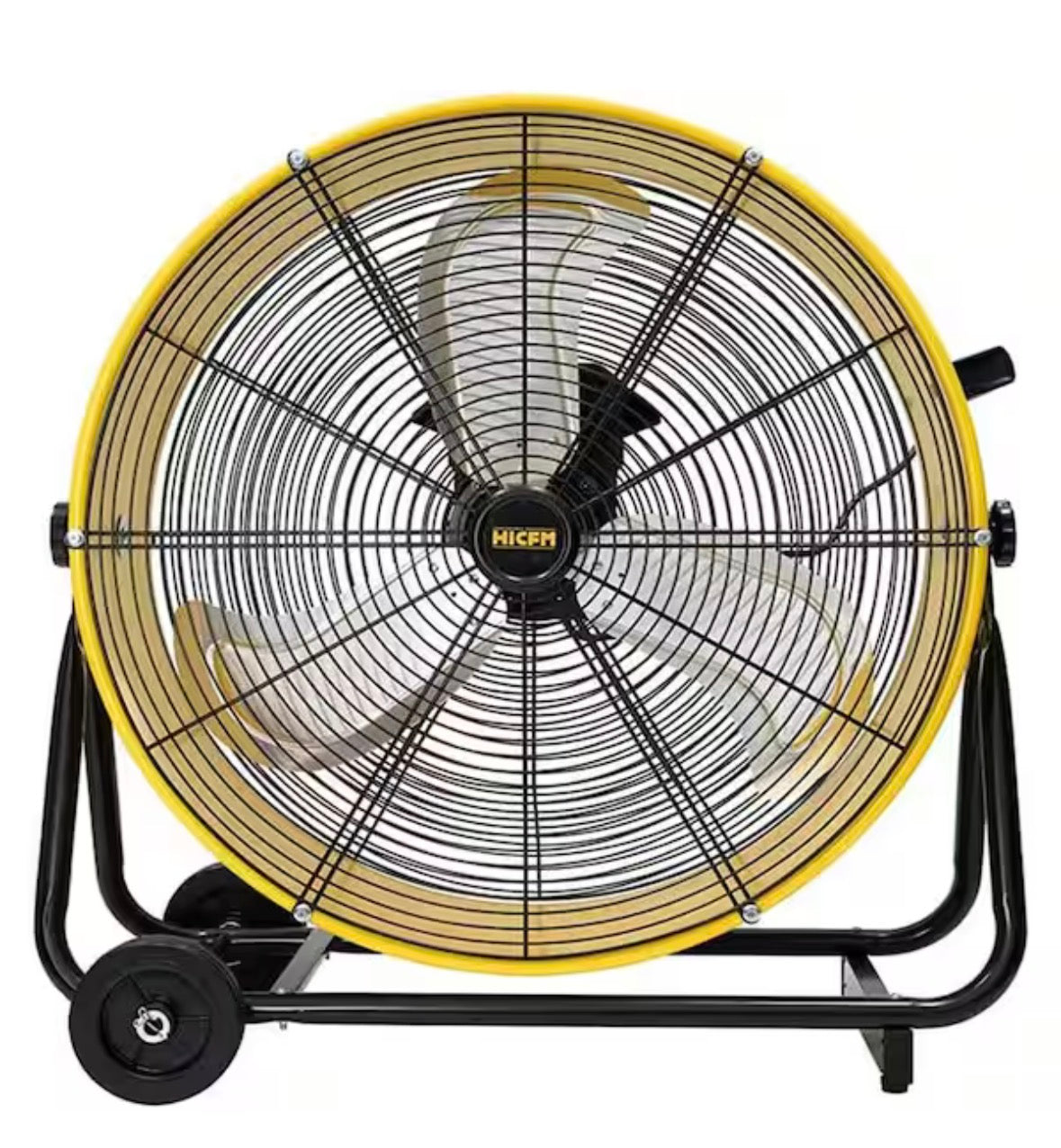 24 in. BLDC Drive Drum Fan in Yellow with Solid Wheels, Tough Handle, Variable Speed Control, Low Noise, UL Listed