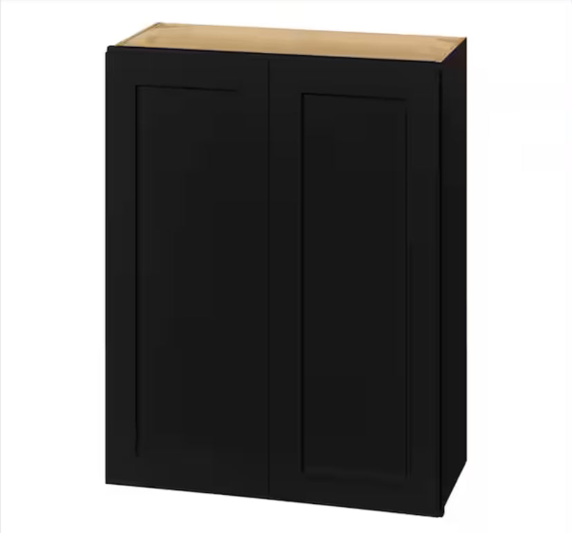Avondale 27 in. W x 12 in. D x 36 in. H Ready to Assemble Plywood Shaker Wall Kitchen Cabinet in Raven Black