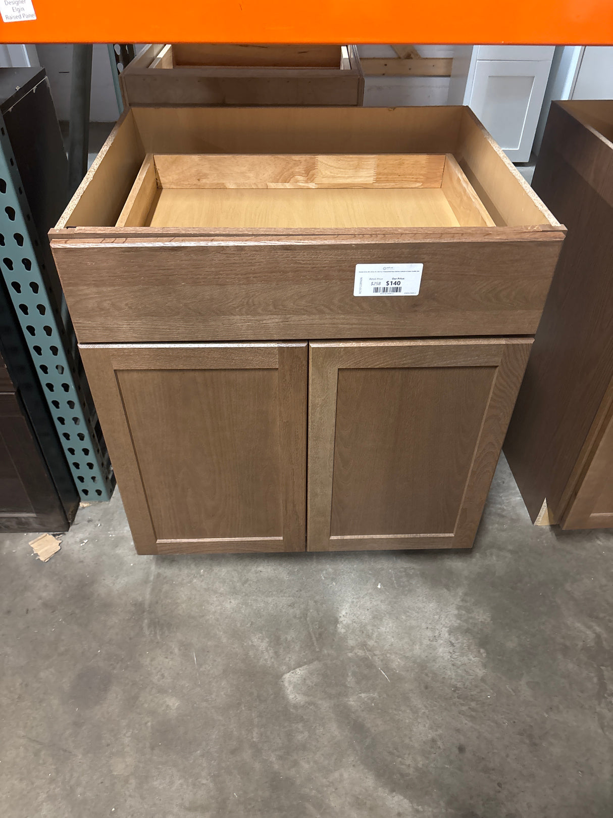 Sinclair 30 in. W x 24 in. D x 34.5 in. H Assembled Base Kitchen Cabinet in Shaker Saddle Oak
