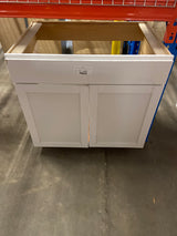 Westfield Feather White Assembled Sink Base Kitchen Cabinet (36 in. W x 23.75 in. D x 35 in. H)