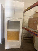 Designer Series Edgeley 33 in. W x 24 in. D x 96 in. H Assembled Slab Double Oven Kitchen Cabinet in White