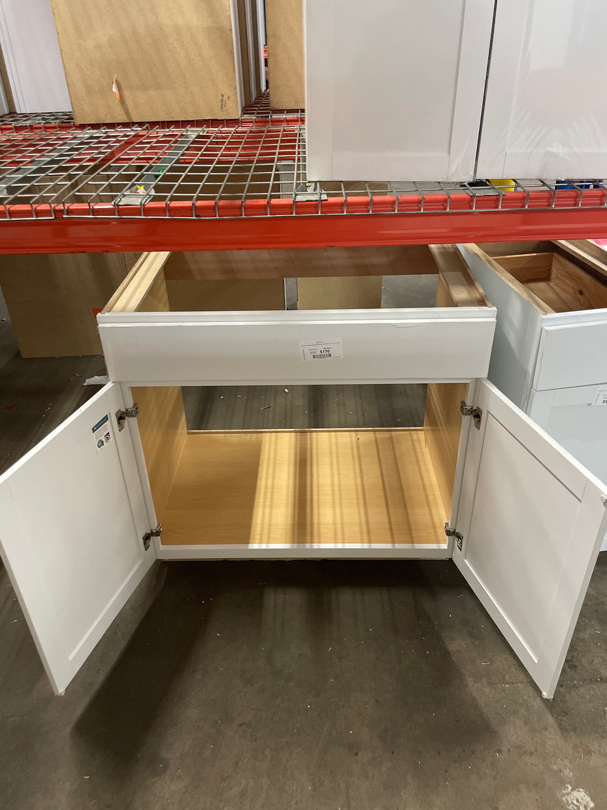 Westfield Feather White Assembled Sink Base Kitchen Cabinet (36 in. W x 23.75 in. D x 35 in. H)