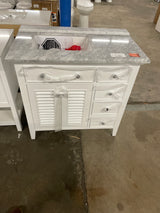 Fallworth 37 in. W x 22 in. D x 35 in. H Single Sink Freestanding Bath Vanity in White with Carrara Marble Top